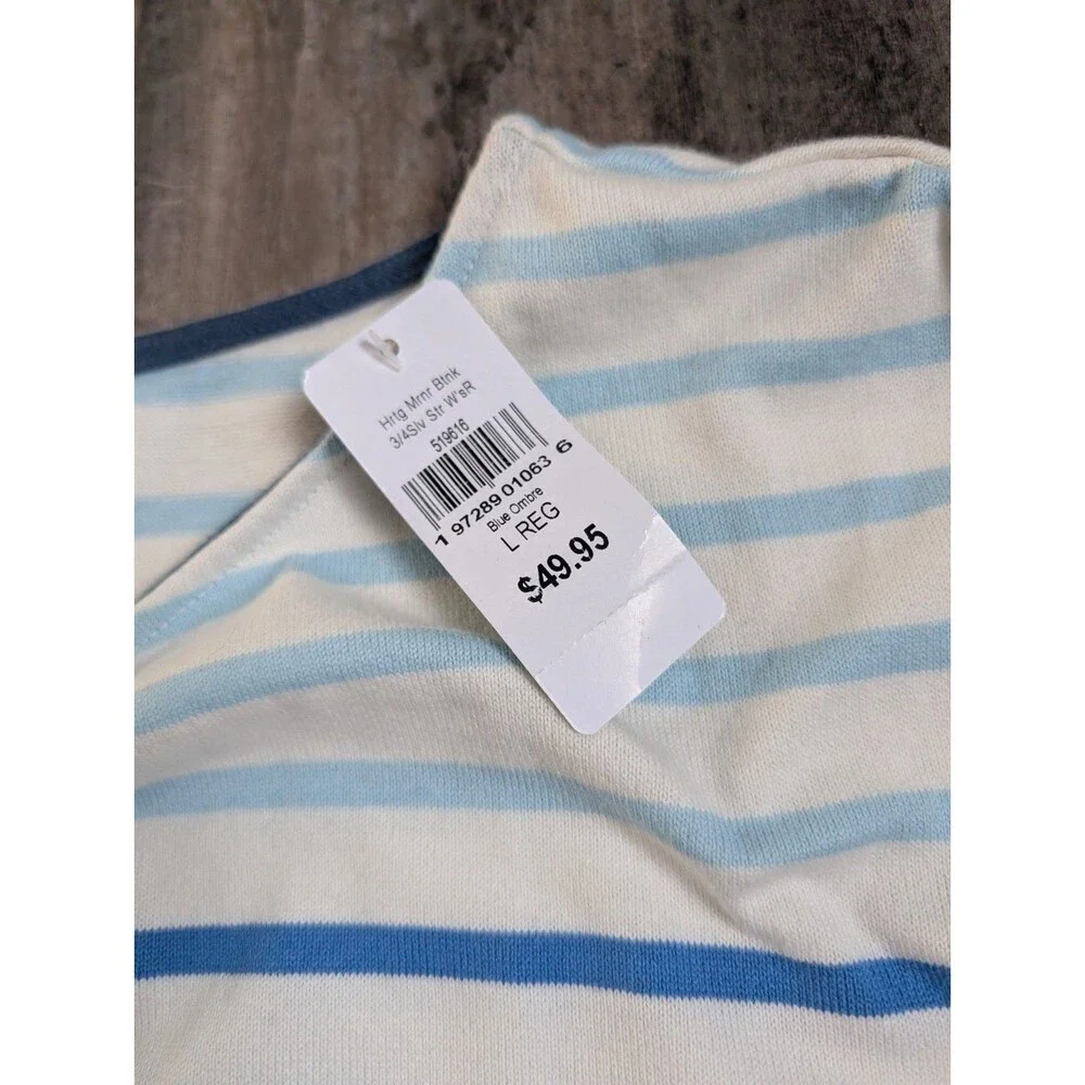 L.L. LL Bean Women's Heritage Mariner Top, Boatneck Three-Quarter-Sleeve Stripe - Picture 6 of 7